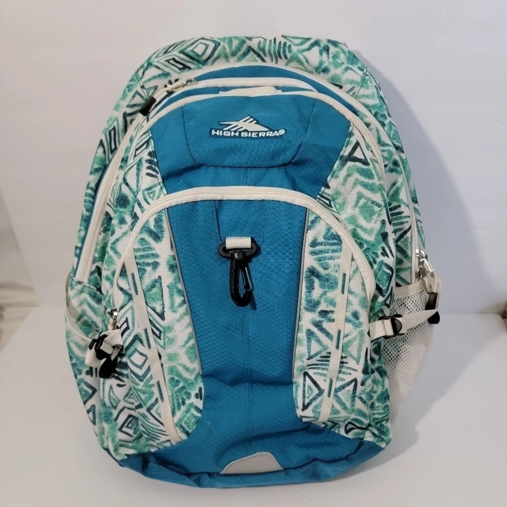 High Sierra Teal Blue/White/Green Backpack Back To School Unisex One Size